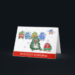 Really Cute Kiwi Cartoon Holiday Card<br><div class="desc">Cutomize these cute cartoon kiwis to send a jolly holiday greeting. Seven colourful and whimsical baby kiwi birds dress up to send holiday wishes. Perfect for Christmas, Hannukah, and Kwanzaa... Front reads: "Holiday KIWIshes", Inside reads: "Merry Christmas my fine feathered friend"... Edit the text to create your personalised greeting. Add...</div>