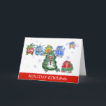 Really Cute Kiwi Cartoon Holiday Card<br><div class="desc">Cutomize these cute cartoon kiwis to send a jolly holiday greeting. Seven colourful and whimsical baby kiwi birds dress up to send holiday wishes. Perfect for Christmas, Hannukah, and Kwanzaa... Front reads: "Holiday KIWIshes", Inside reads: "Merry Christmas my fine feathered friend"... Edit the text to create your personalised greeting. Add...</div>