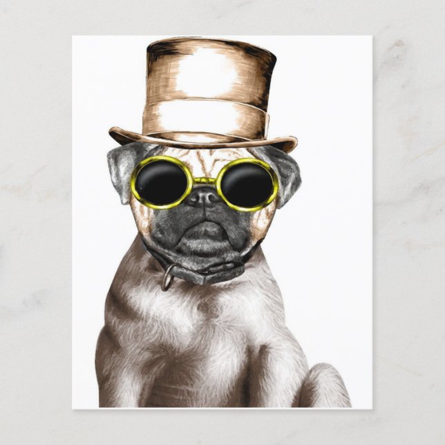Really Cute Steam Pug With Glasses Flyer (Front)