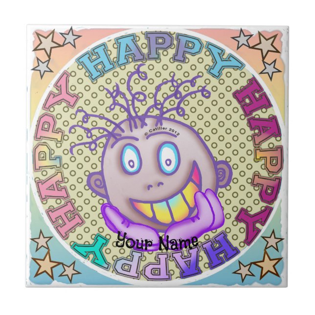 Really Happy Face Ceramic Tile (Front)