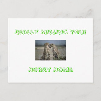 Really Missing You!Hurry Home Postcard