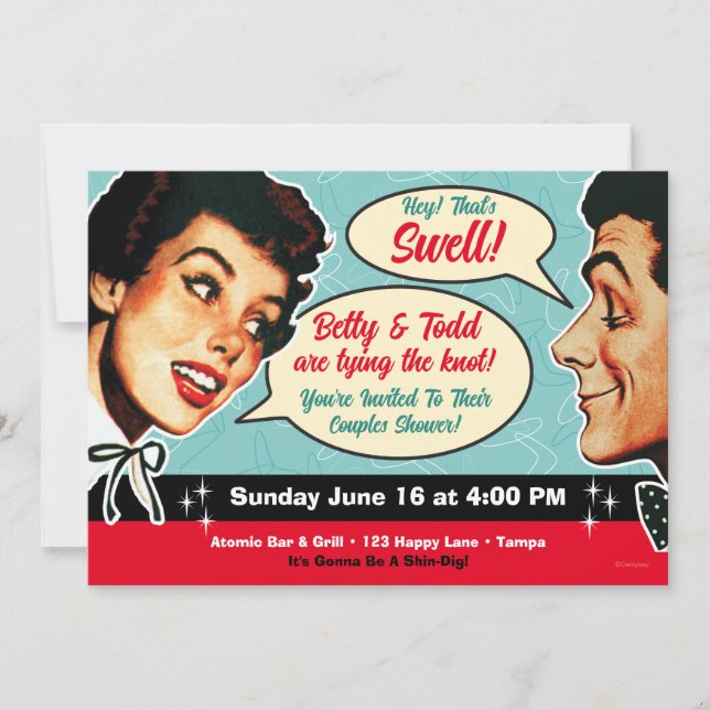 Really Retro Couples Shower Invitation (Front)