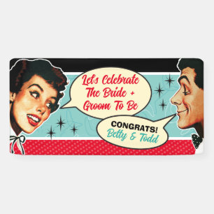 Really Retro Couples Wedding Shower Banner