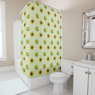 Really vintage style greenery Sunflowers Shower Curtain