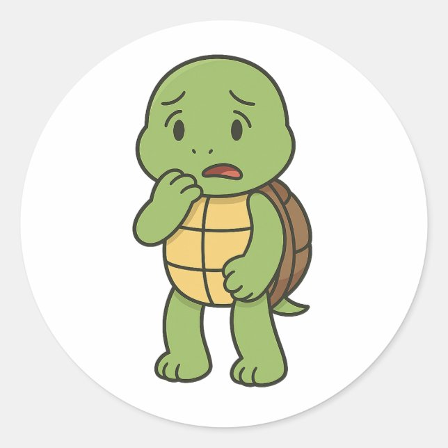 Really worried turtle classic round sticker (Front)
