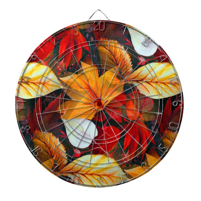 Realm of Foliage with Maple Leaves in Warm Colours Dartboard (Front)
