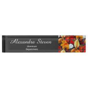 Realm of Foliage with Maple Leaves in Warm Colours Nameplate