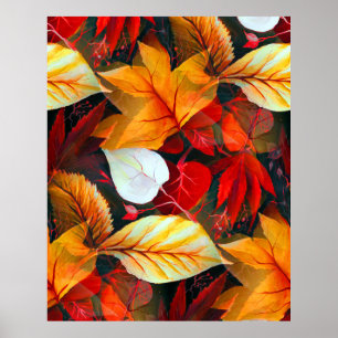 Realm of Foliage with Maple Leaves in Warm Colours Poster