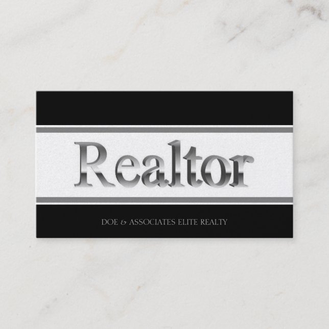 Realtor 3D Stripes Black Golden Business Card (Front)