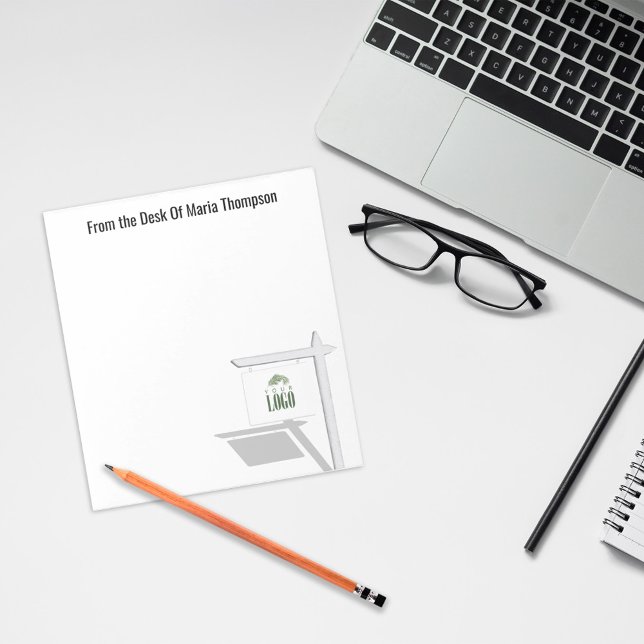 Realtor Add Your Logo Simple Business Notepad (Real Estate Add Your Logo Custom Notepad)
