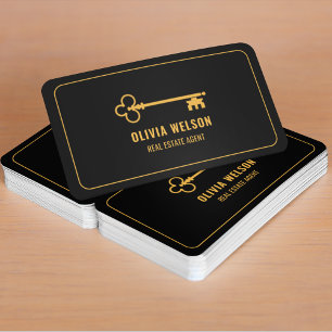 Realtor Agent Elegant Gold & Black Professional  Business Card