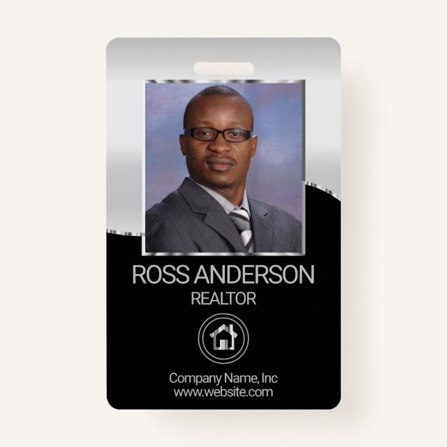 Realtor Agent in Black and Silver ID Badge (Front)