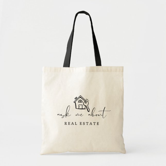 Realtor Ask Me About Real Estate Promotional Tote Bag (Front)