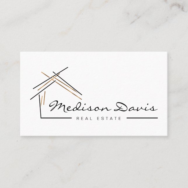 Realtor branding  with house in gold  business car card (Front)