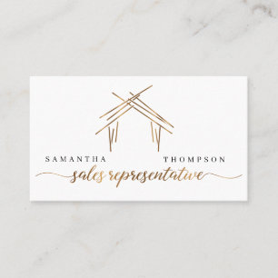Realtor branding with house in gold business card