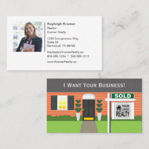 Realtor Brick House Sold Sign Business Card