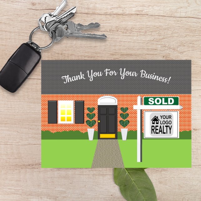 Realtor Brick House Sold Sign Thank You Card (Creator Uploaded)