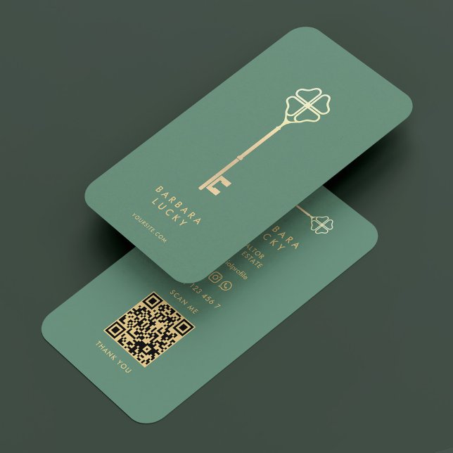 Realtor Broker Mortgage Dusty Teal Gold Key Business Card (Realtor Broker Mortgage Dusty Teal Gold Key Business Card
)