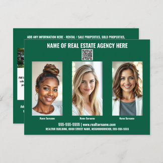 Realtor business marketing postcard green white