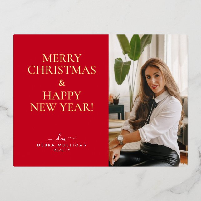 Realtor Christmas Holidays Postcard - Gold Foil (Front)