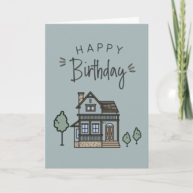 Realtor Client House Happy Birthday  Card (Front)