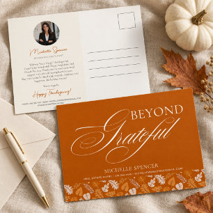 Realtor Client Thanksgiving Elegant Photo Holiday Postcard