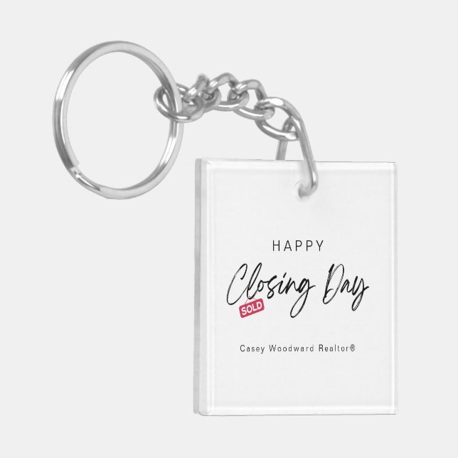 Realtor Closing Day | Minimalist New Homeowner  Key Ring (Front Left)