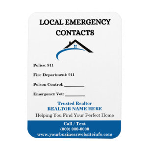 Realtor Closing Gift Local Emergency Fridge Magnet