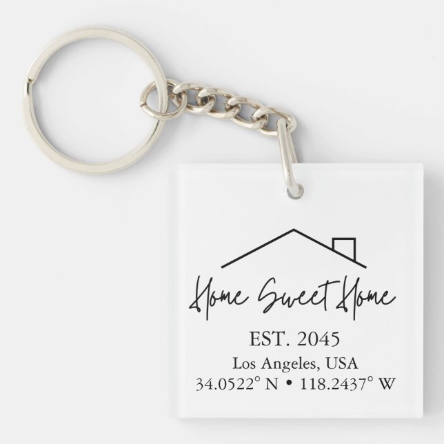 Realtor Closing Gift New Home Coordinates Key Ring (Front)