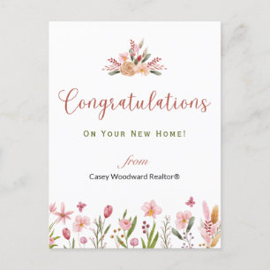 Realtor Congratulations Personalised Flowers Postcard