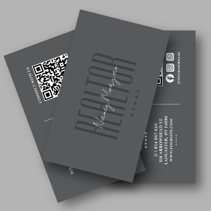 Realtor Dark Grey QR Code  Business Card