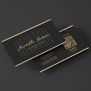 Realtor Elegant Black Faux Gold Mortgage Broker Business Card