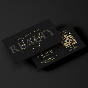 Realtor Elegant Black Real Estate Agent Business Card
