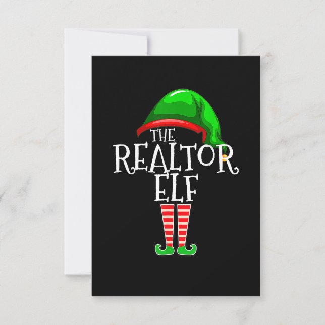 Realtor Elf Group Matching Family Christmas Thank You Card (Front)