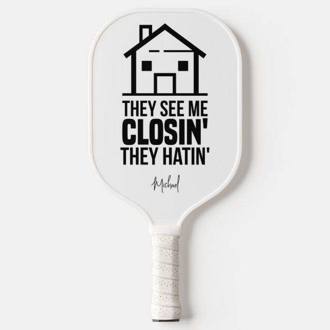 Realtor Estate Agent Brag Gag Personalised Pickleball Paddle (Front)