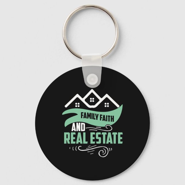 Realtor Gift | Family Faith And Real Estate Key Ring (Front)