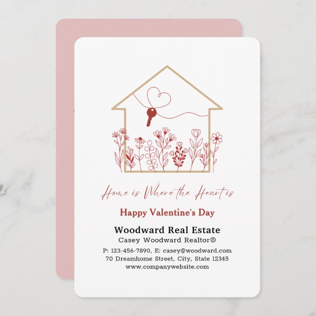 Realtor Happy Valentine's Day | Home is the Heart  Card (Front/Back)