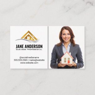 Realtor Holding Home   Business Woman Card