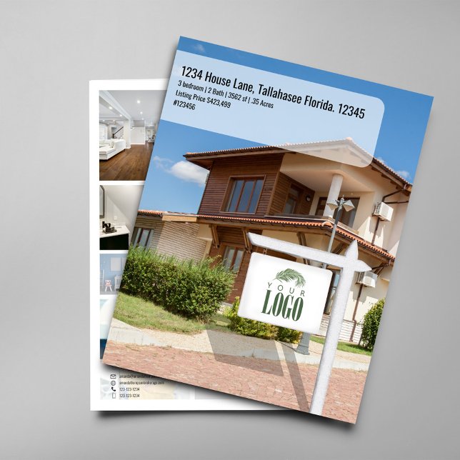 Realtor House Listing Photo QR Code Template  (Real estate house listing flyer. )