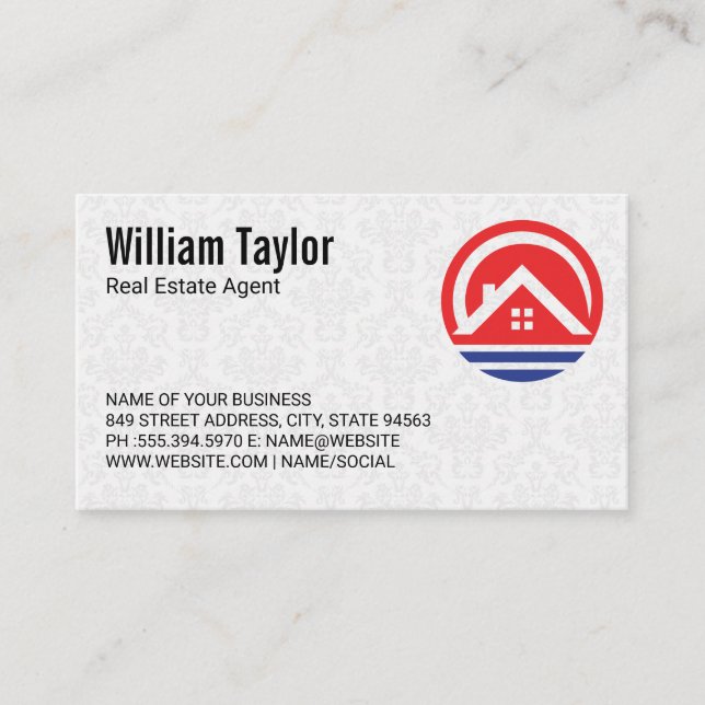 Realtor House Logo Red Blue Design Business Card (Front)