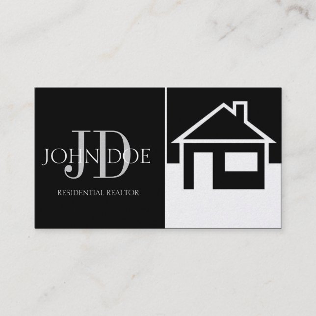 Realtor House/Paper Black Platinum Business Card (Front)