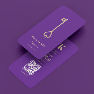 Realtor Key Real Estate Mortgage Royal Purple Business Card
