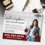 Realtor Marketing Logo Real Estate Farming Mailer Postcard<br><div class="desc">Strengthen your real estate marketing strategy with this professionally designed farming mailer postcard, perfect for showcasing your services to potential home sellers. This customisable postcard allows you to upload your logo and photo, creating a personal and polished touch that builds trust and credibility in your community. Whether you're introducing yourself...</div>