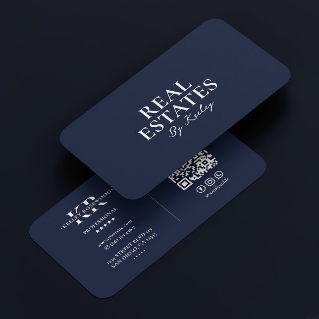 Realtor Minimal Mortgage Broker Dark Navy Blue Business Card (Realtor Minimal Mortgage Broker Dark Navy Blue Business Card
)