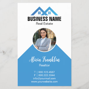 Realtor Modern Blue Real Estate Agent Photo  Flyer