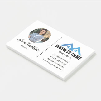 Realtor Modern Blue Real Estate Agent Photo Post-it Notes
