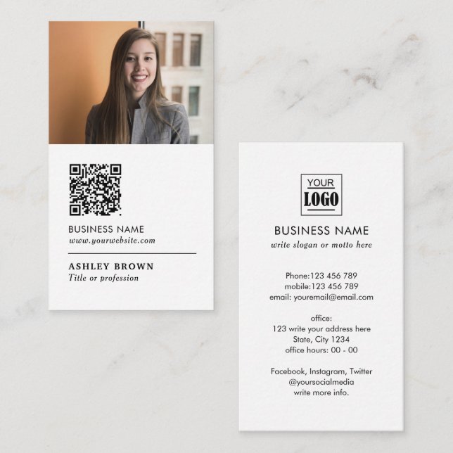 Realtor Modern professional QR code photo Business Card (Front/Back)