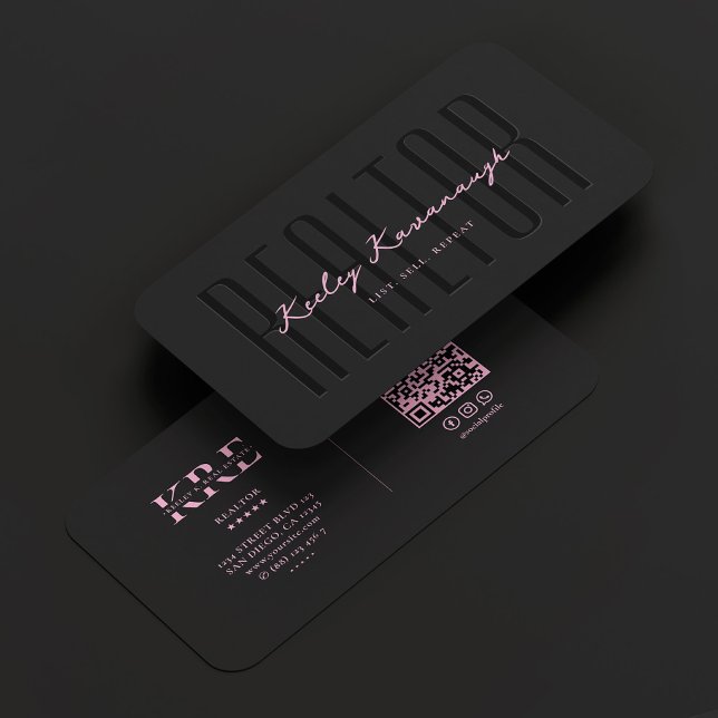 Realtor Mortgage Black Pink Real Estate Broker Business Card (Realtor Mortgage Black Pink Real Estate Broker Business Card
)