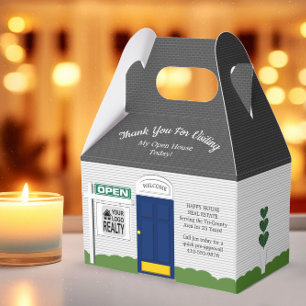 Realtor Open House Blue Door White House Favour Box