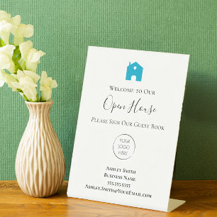 Realtor Open House with Custom Name, Logo Table Pedestal Sign